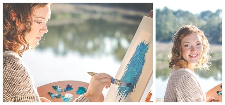 beaufort senior painting on the dock on the river