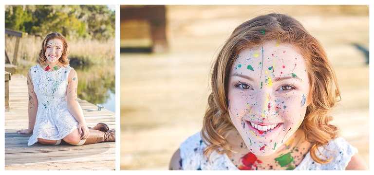 paint covered face for this artist senior session