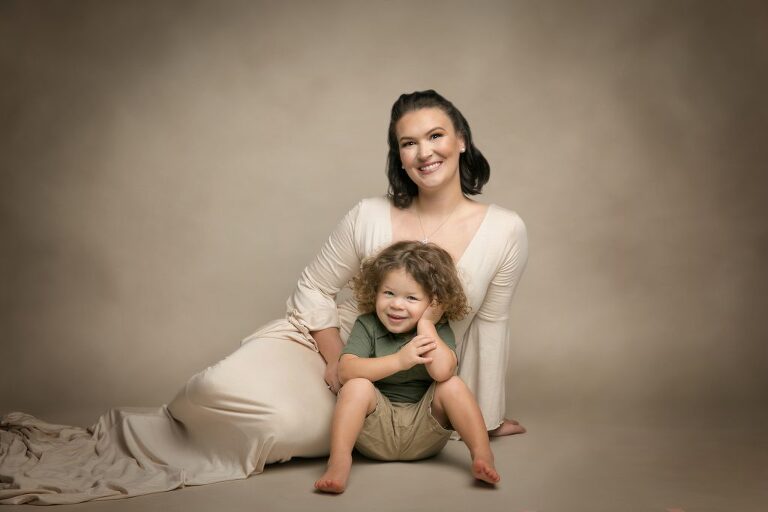 family studio photography mom with little boy